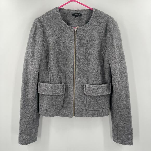 ANN TAYLOR Blazer Size Medium Wool Blend Gray Business Casual Office Work Career - Picture 13 of 13